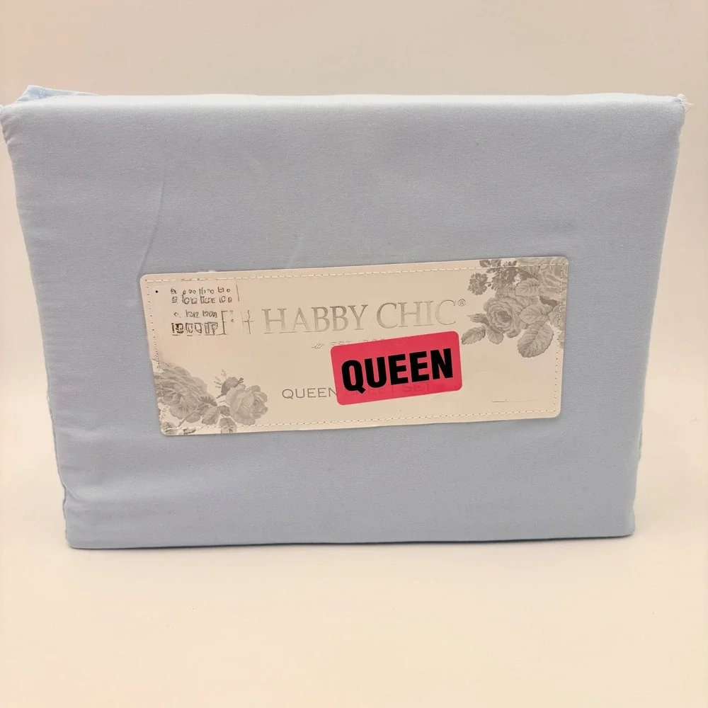 Shabby Chic Queen Sheet Set Light Blue 4‎ Piece Microfiber Bedding